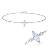 Oval CZ Stone Silver Bracelet BRS-514